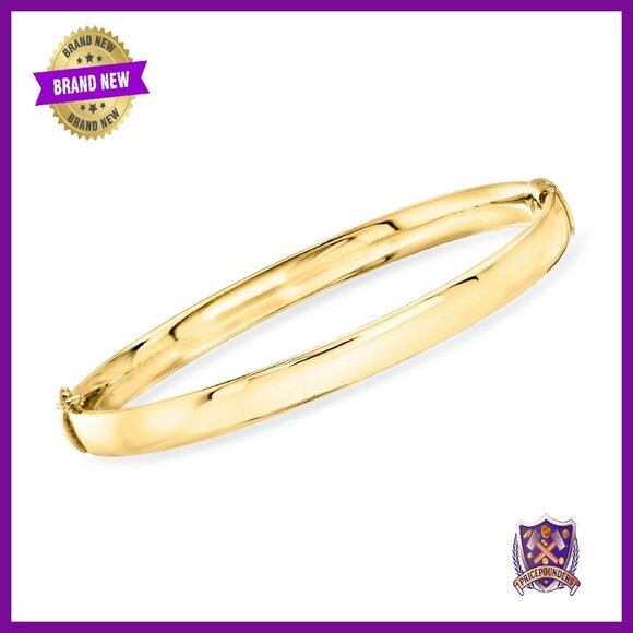 18kt Gold Over Sterling Silver Oval Bangle Bracelet 7 Inch